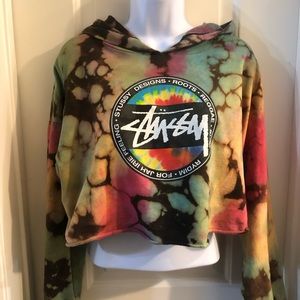 Tie-Dye Stussy cropped hoodie